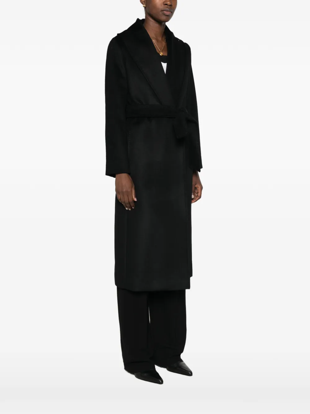 Max Mara Loriana mantel met ceintuur en lange mouwen Zwart