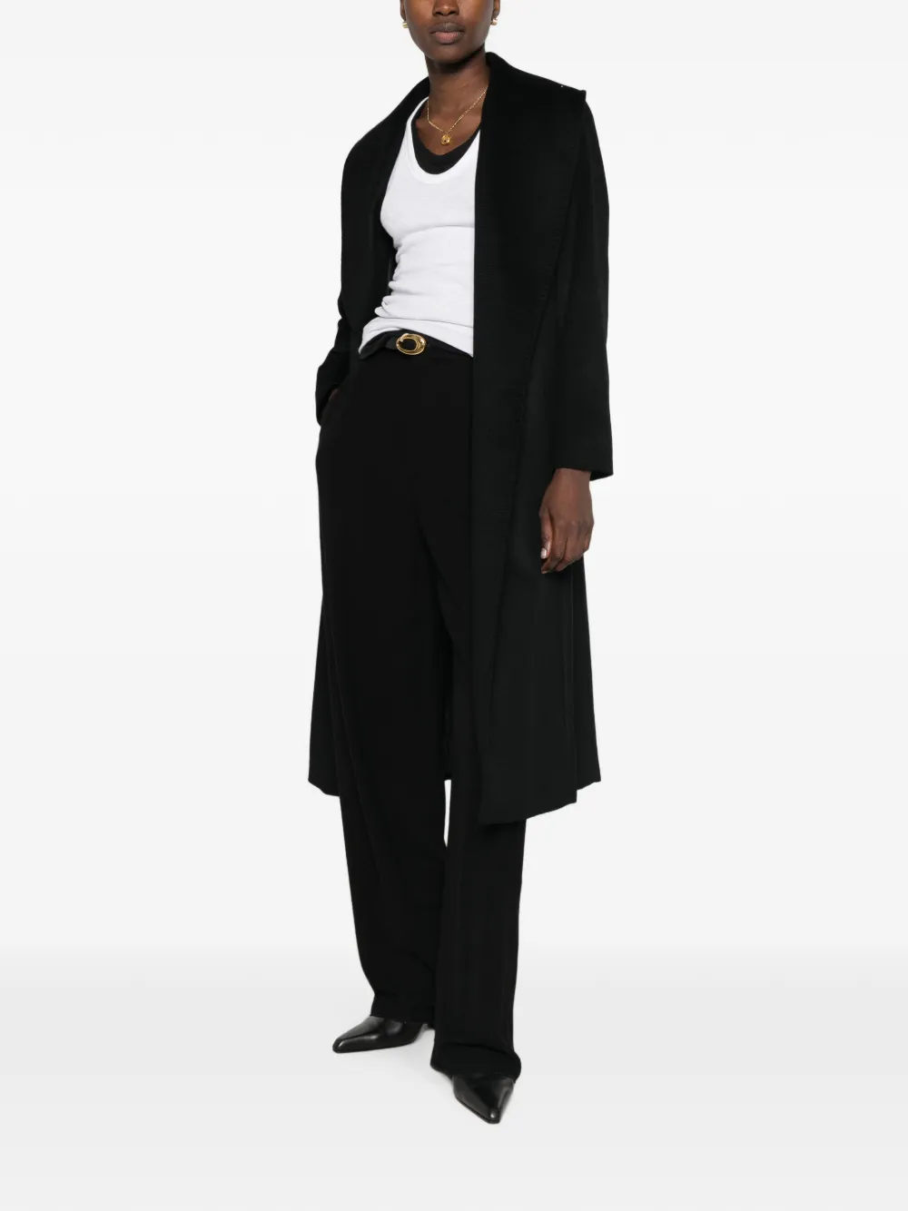 Max Mara Loriana mantel met ceintuur en lange mouwen Zwart