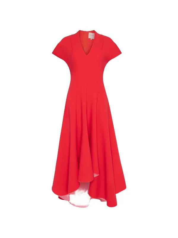 Roksanda Sapha Asymmetric Midi Dress in Red