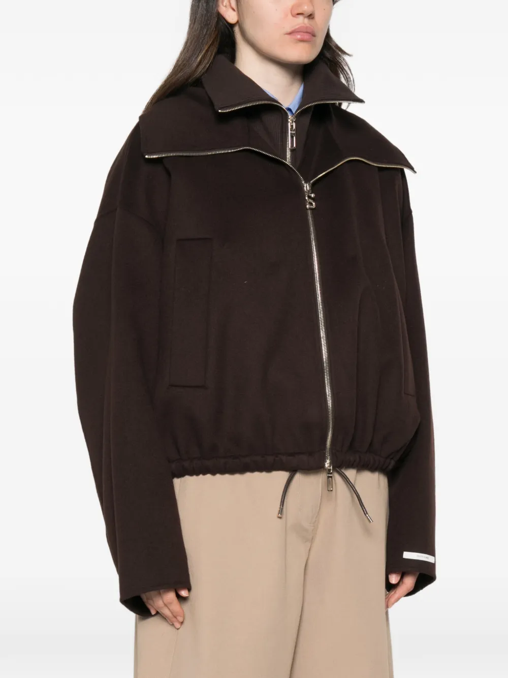 Sportmax Jack met elastische zoom en gelaagde kraag Bruin