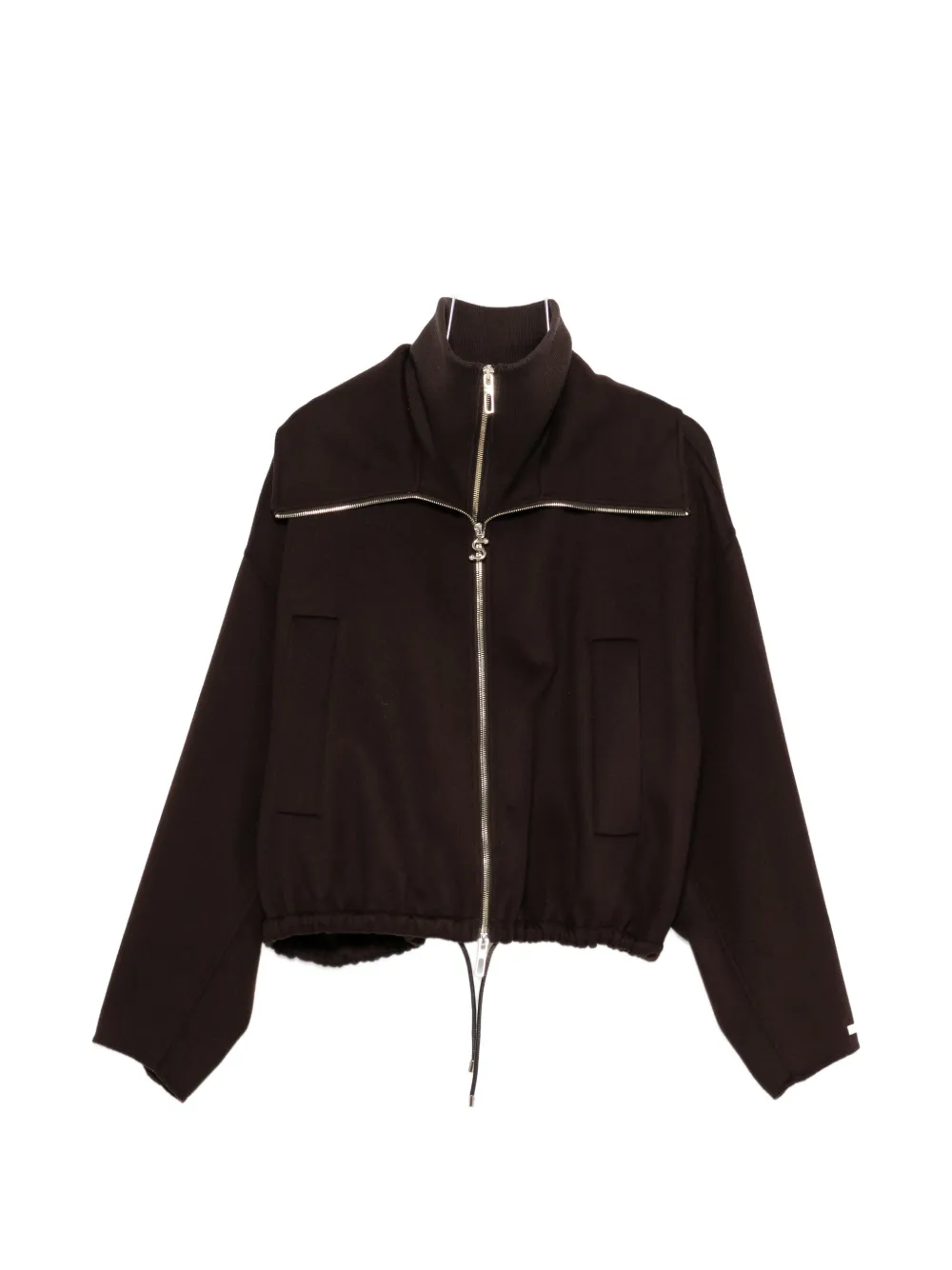 Sportmax layered-collar elasticated-hem jacket - Braun