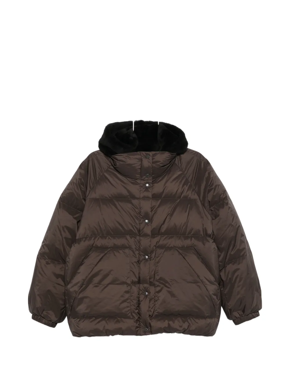 Yves Salomon quilted hooded jacket - Braun