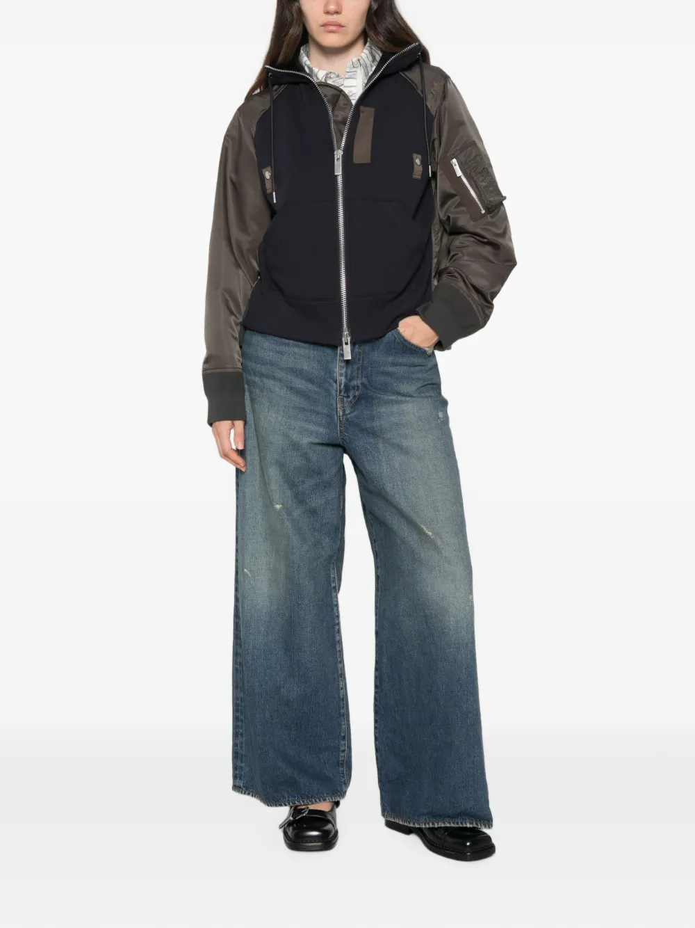sacai Jack met capuchon en vlakken Zwart