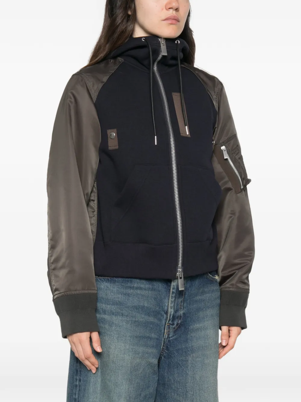 sacai Jack met capuchon en vlakken Zwart