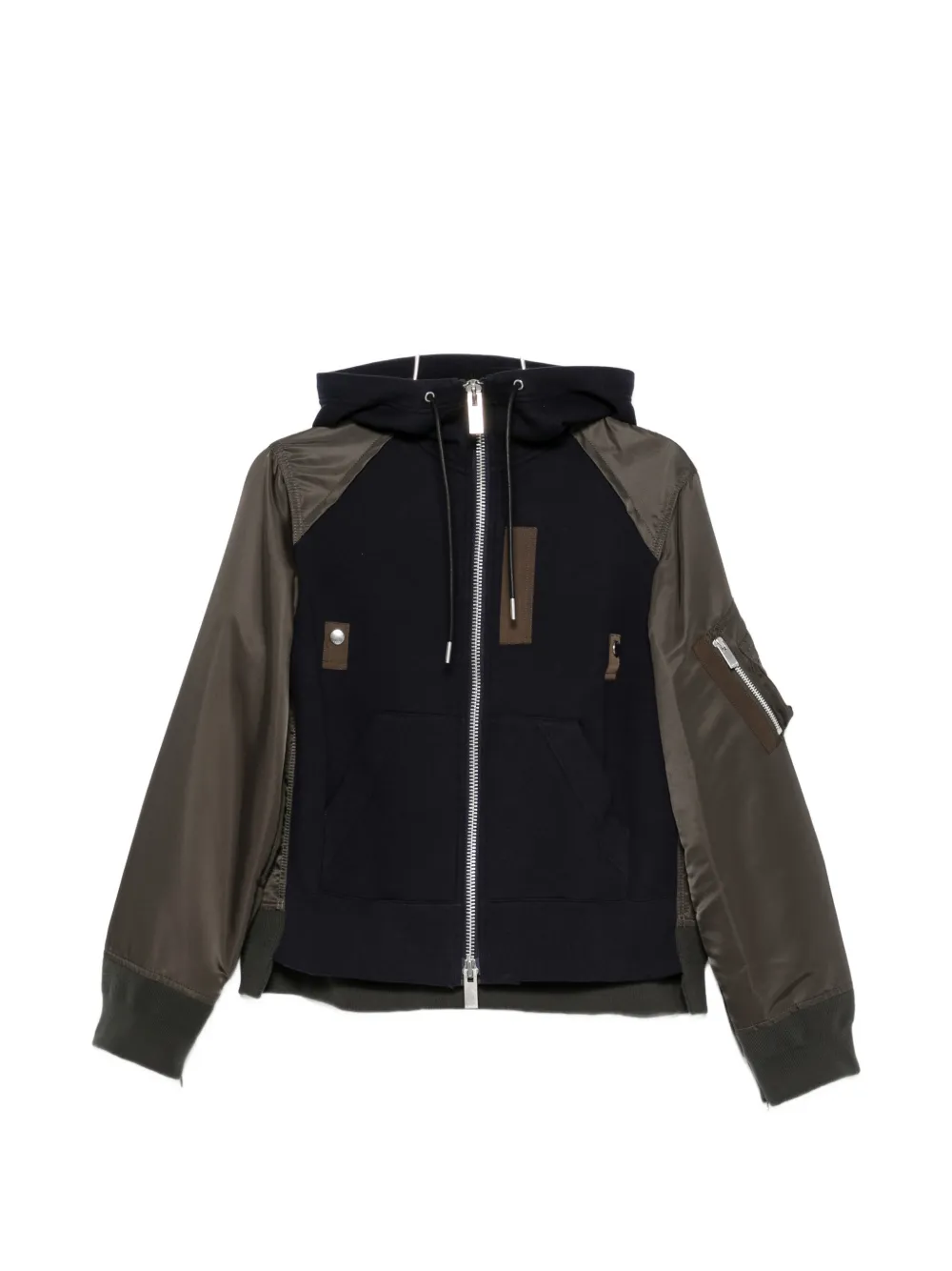 sacai panelled hooded jacket - Schwarz