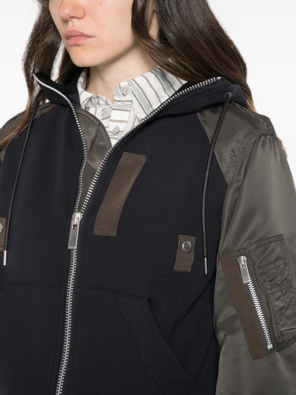 sacai Jack met capuchon en vlakken Zwart