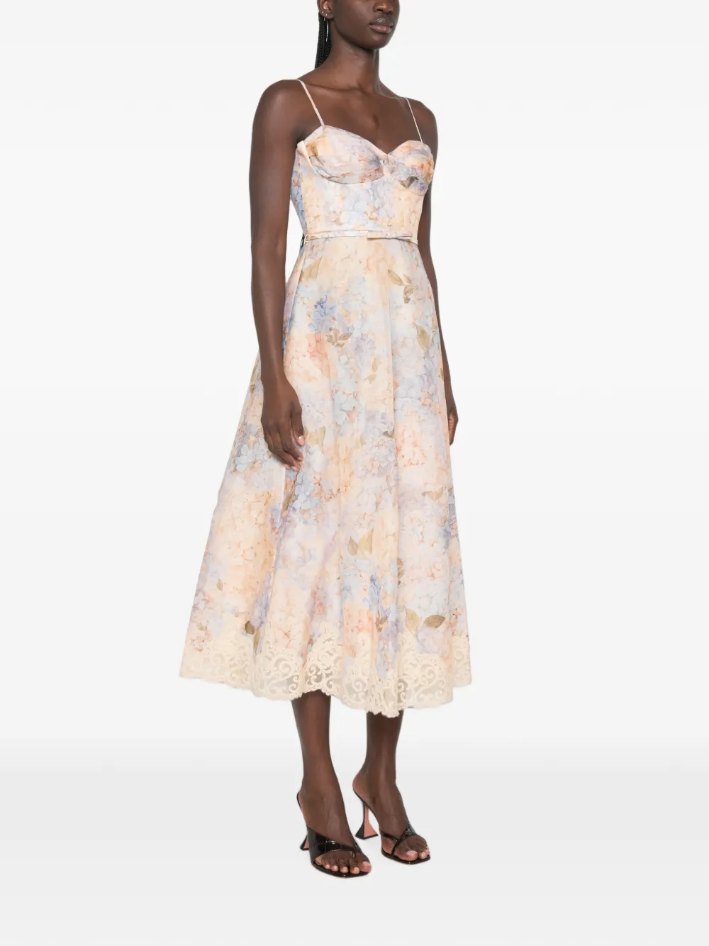 ZIMMERMANN Valiant midi-jurk met bloemenprint Beige