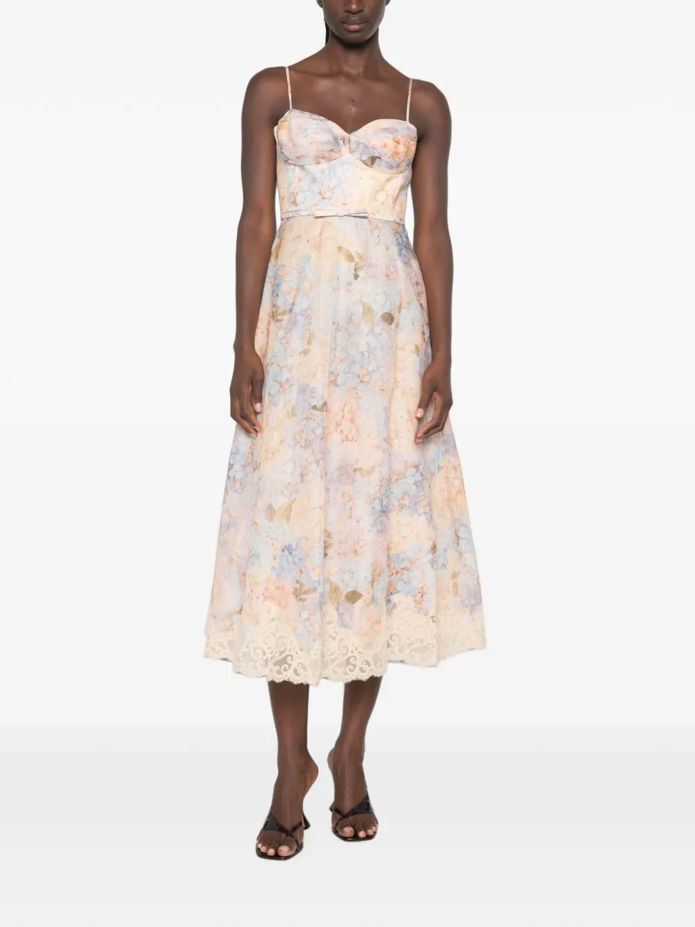 ZIMMERMANN Valiant midi-jurk met bloemenprint Beige