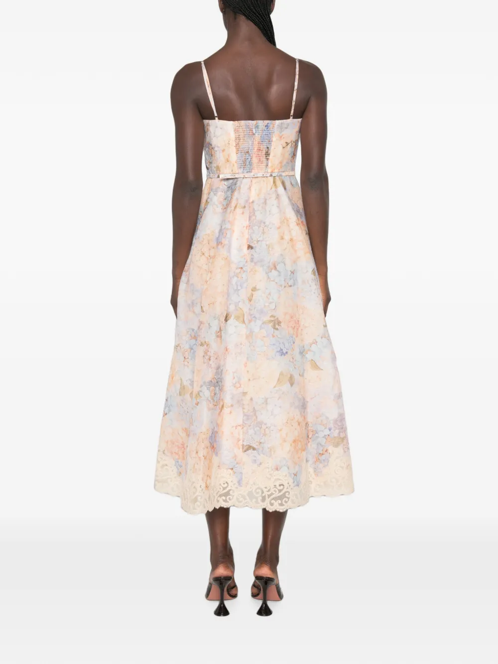 ZIMMERMANN Valiant midi-jurk met bloemenprint Beige