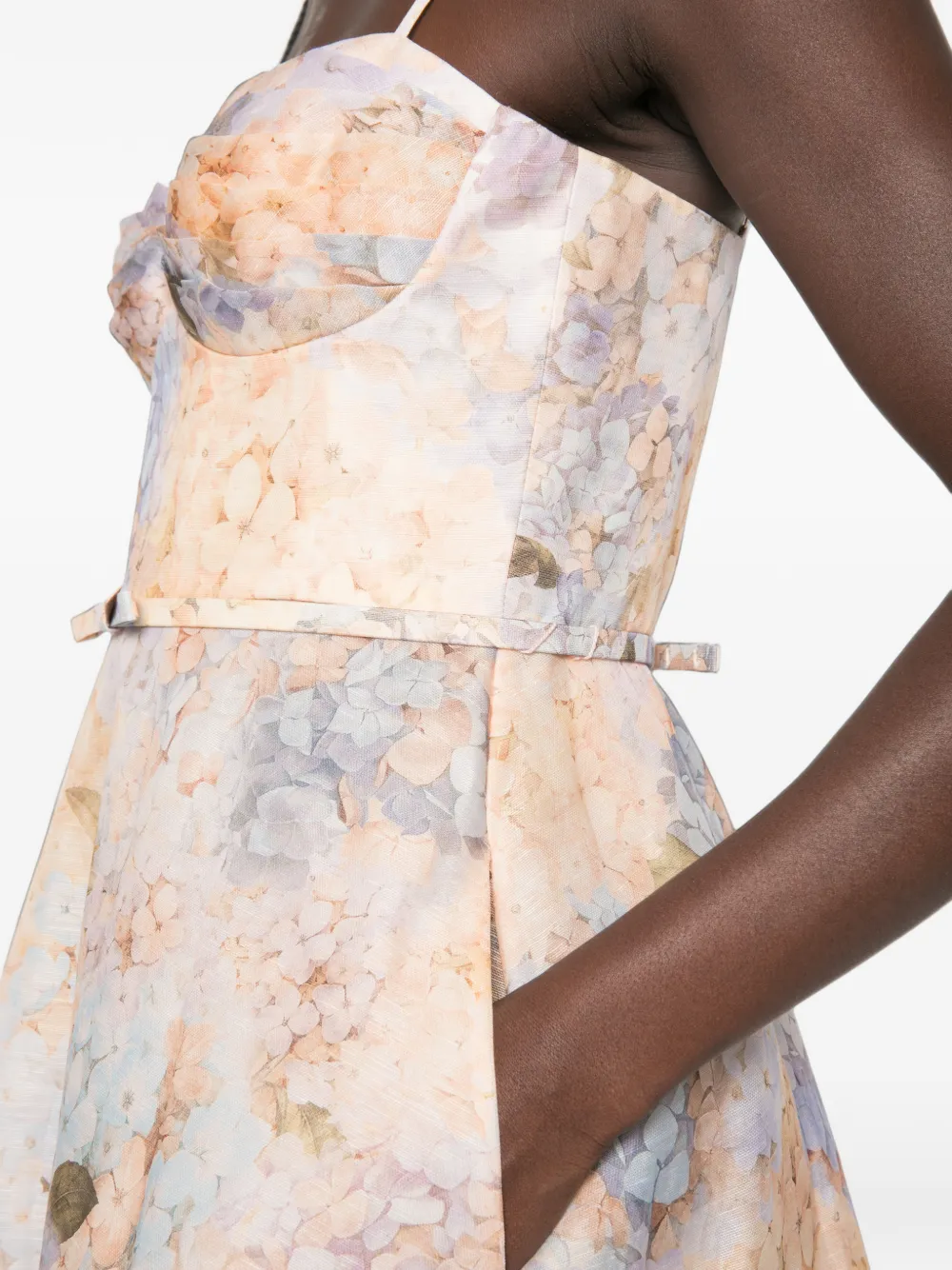 ZIMMERMANN Valiant midi-jurk met bloemenprint Beige