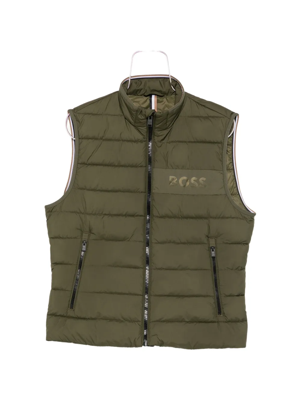 BOSS quilted logo-print gilet - Grün