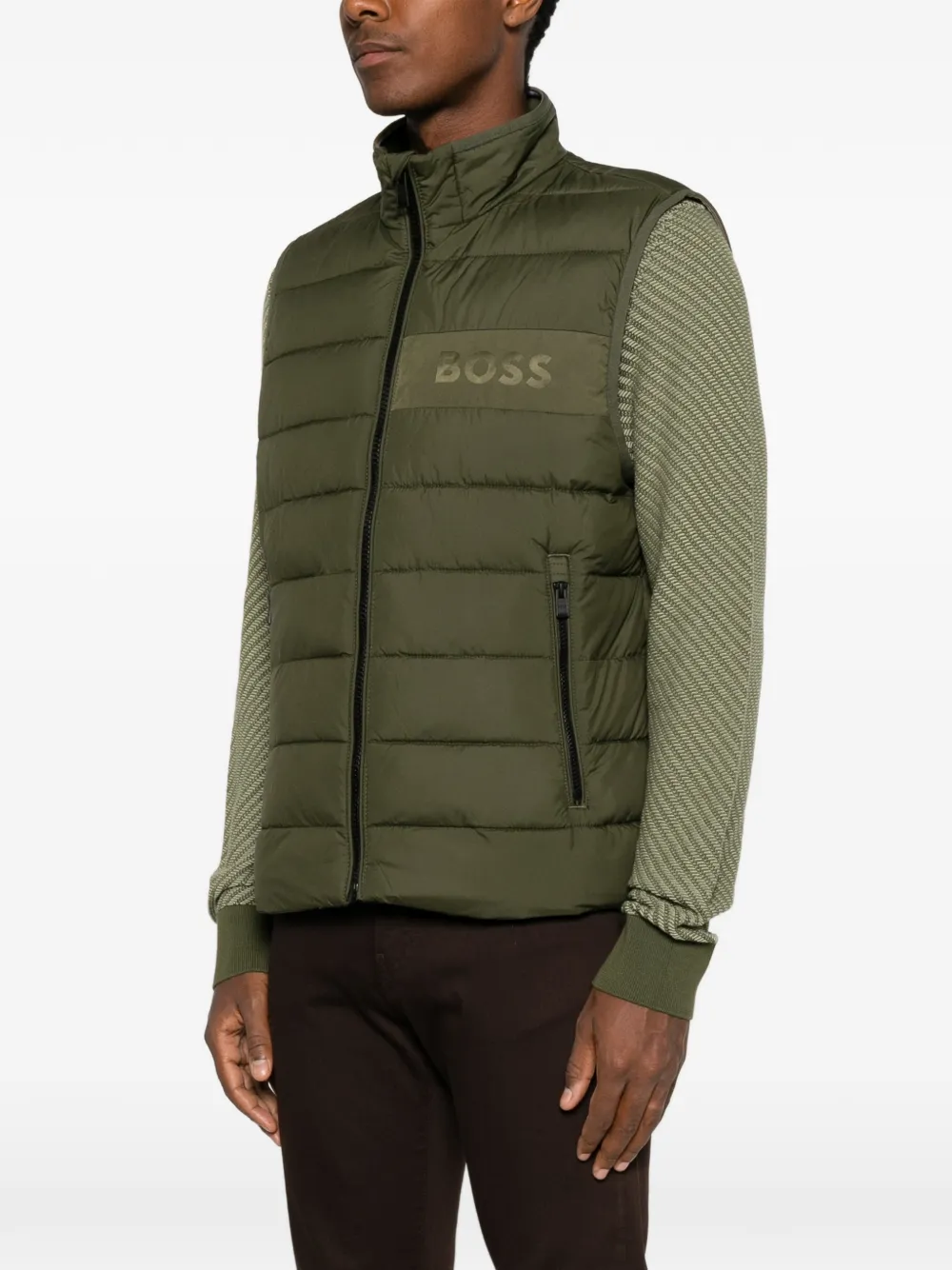BOSS Bodywarmer met logoprint Groen