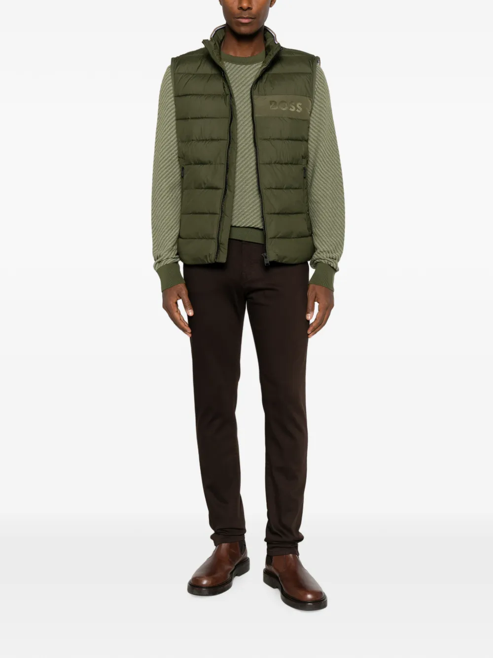 BOSS Bodywarmer met logoprint Groen