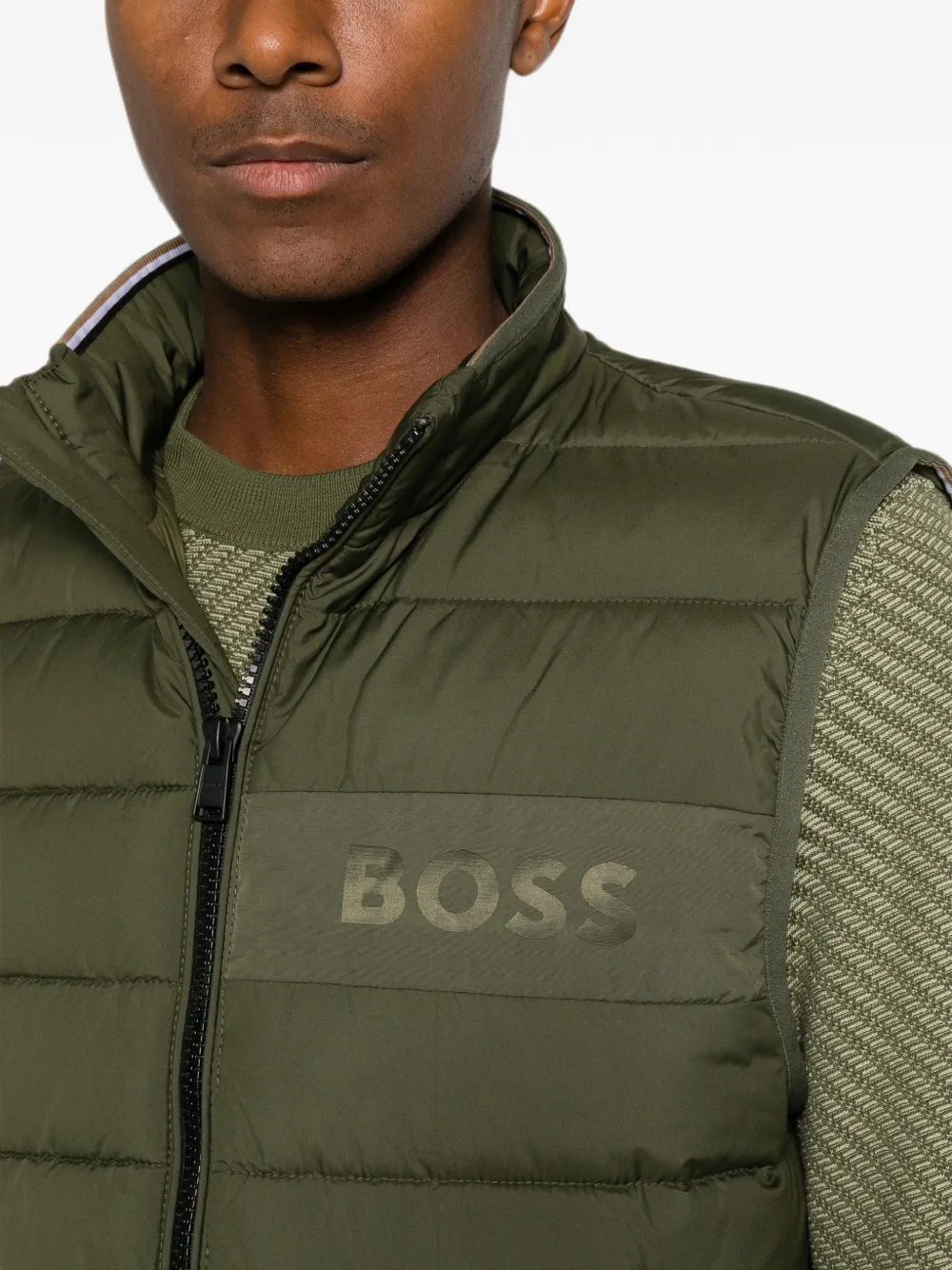 BOSS Bodywarmer met logoprint Groen