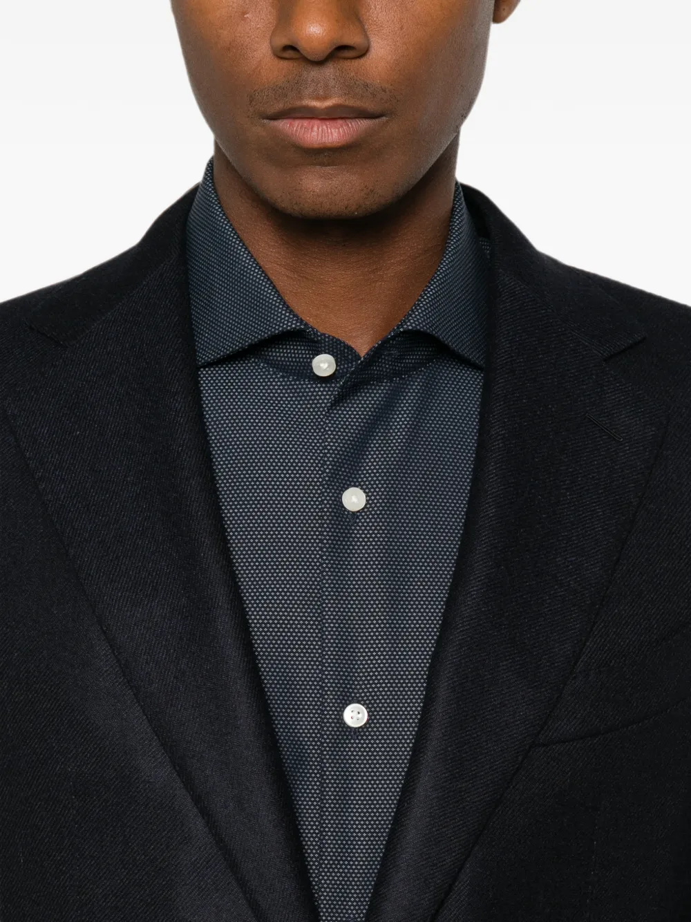 Caruso Blazer met enkele rij knopen en gekerfde revers Blauw