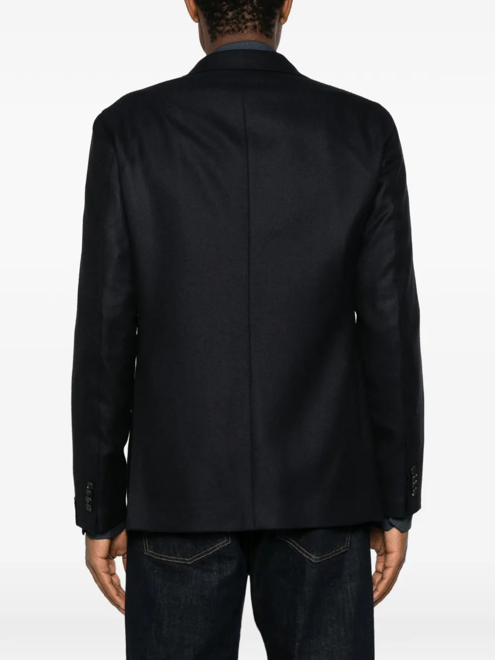 Caruso Blazer met enkele rij knopen en gekerfde revers Blauw