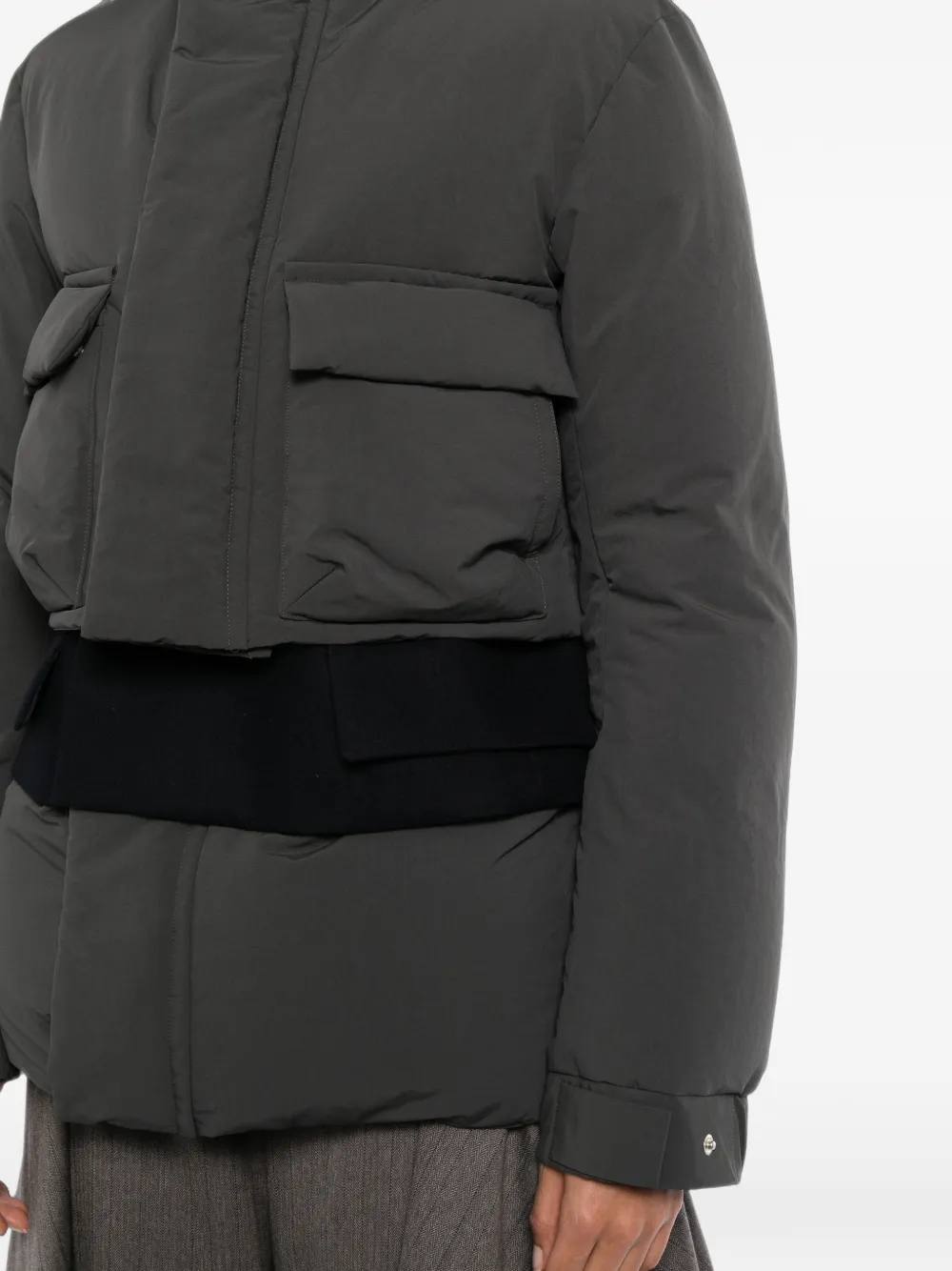 sacai Hybride gelaagd donsjack Groen