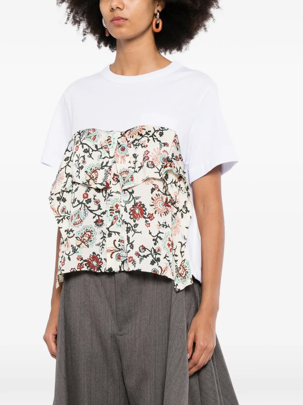 sacai T-shirt met ruches Wit