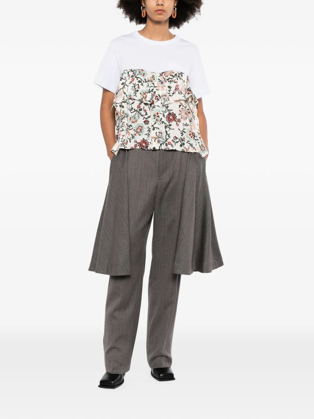 sacai T-shirt met ruches Wit