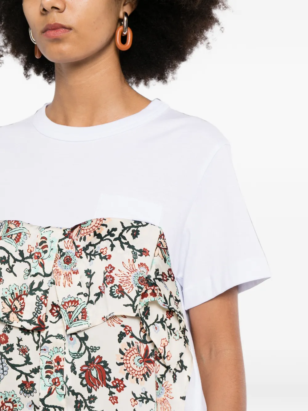 sacai T-shirt met ruches Wit