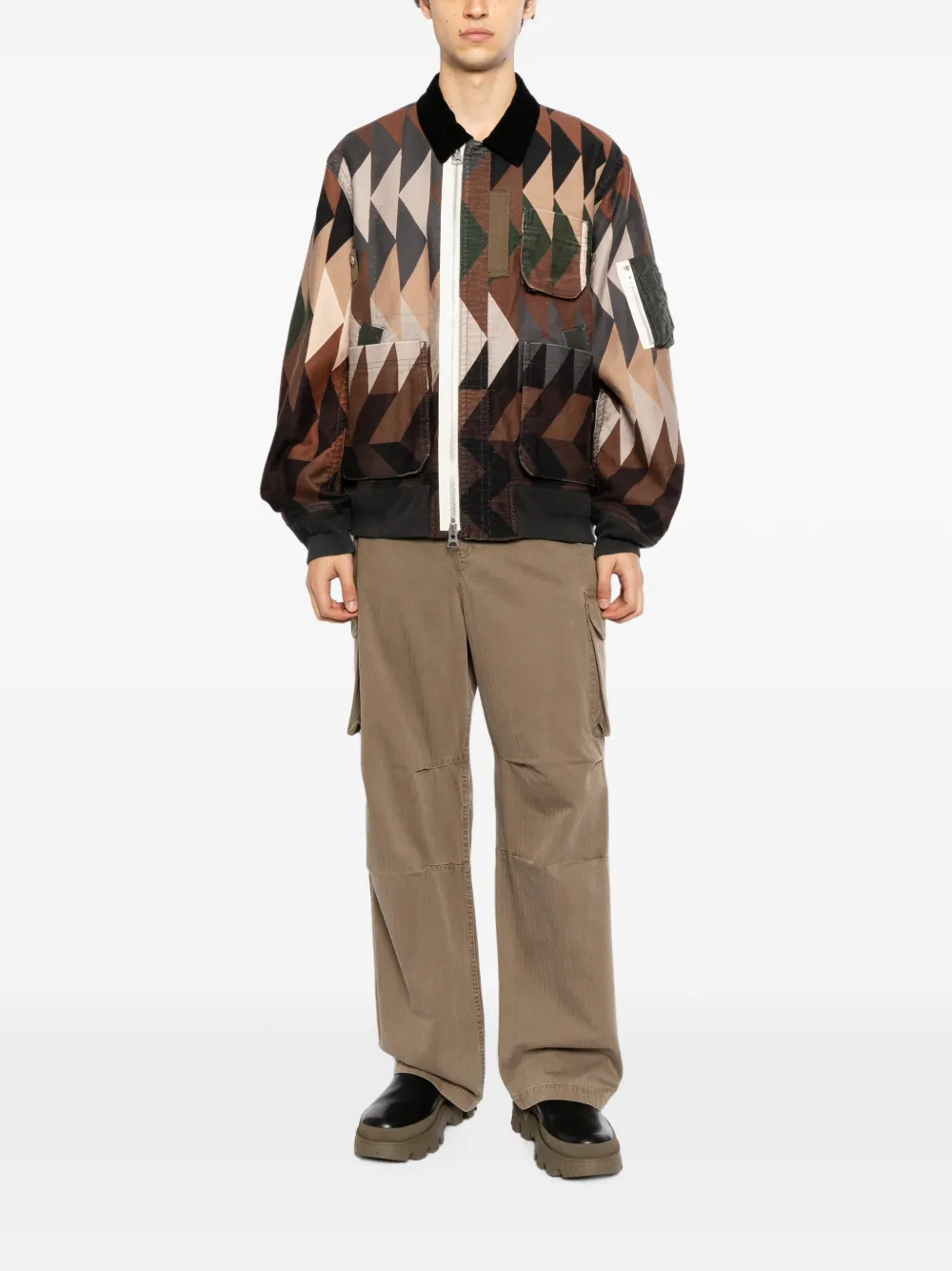 sacai x A.P.C. gewatteerd jack Bruin