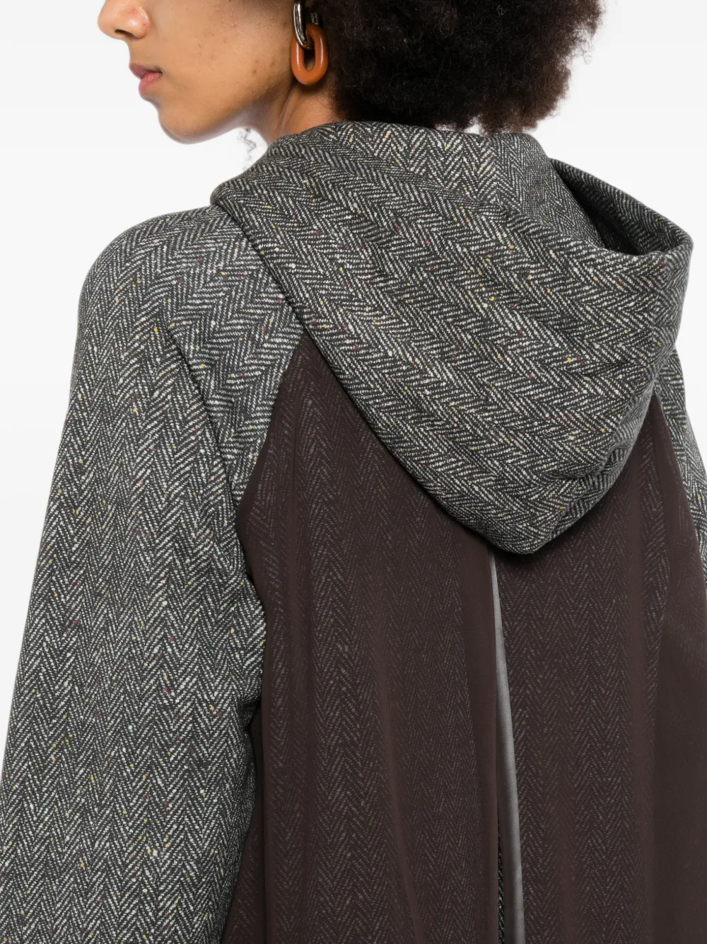 Undercover Hoodie met visgraatpatroon en gelaagde zoom Grijs