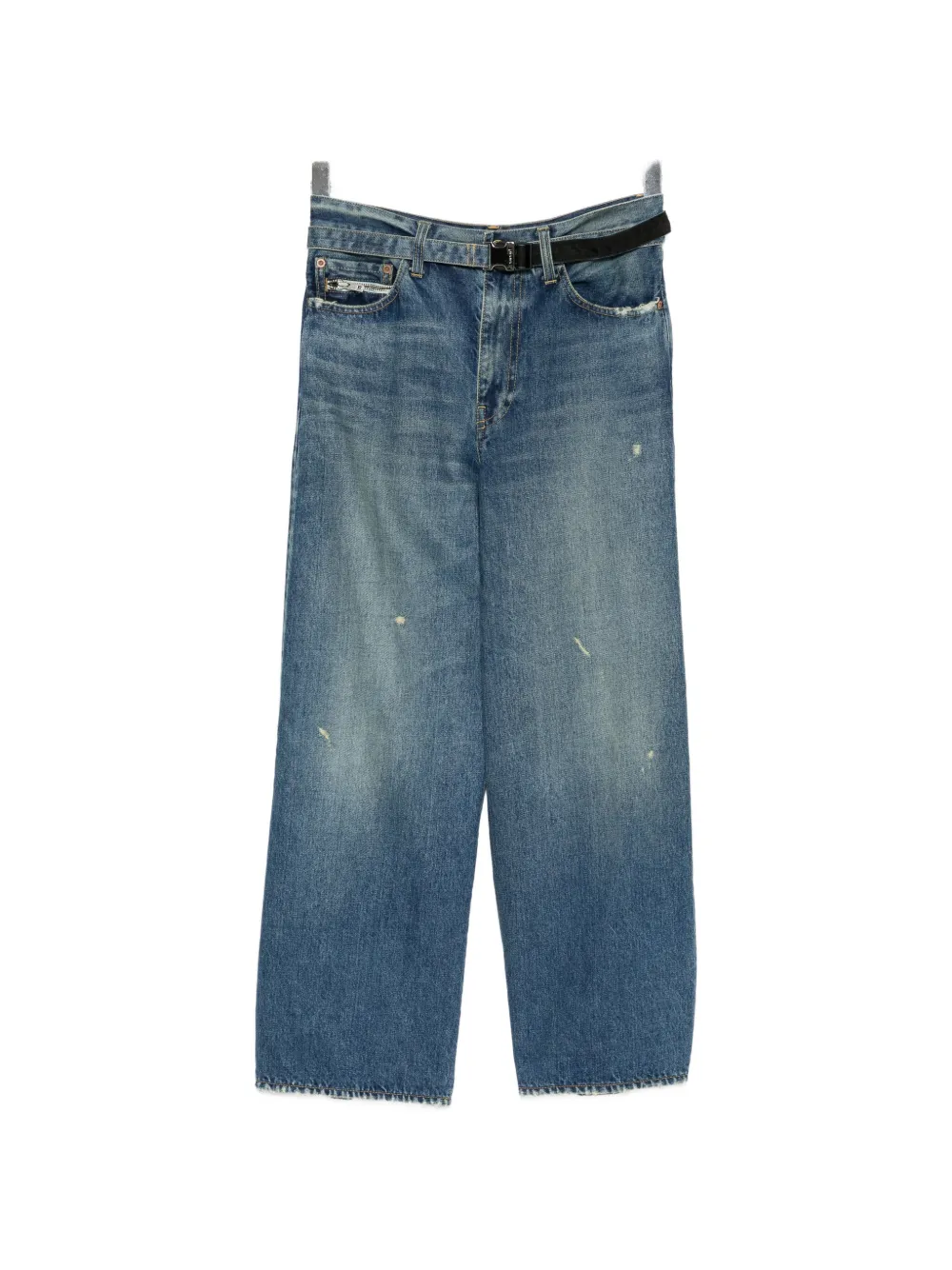sacai zip-detail distressed jeans - Blu