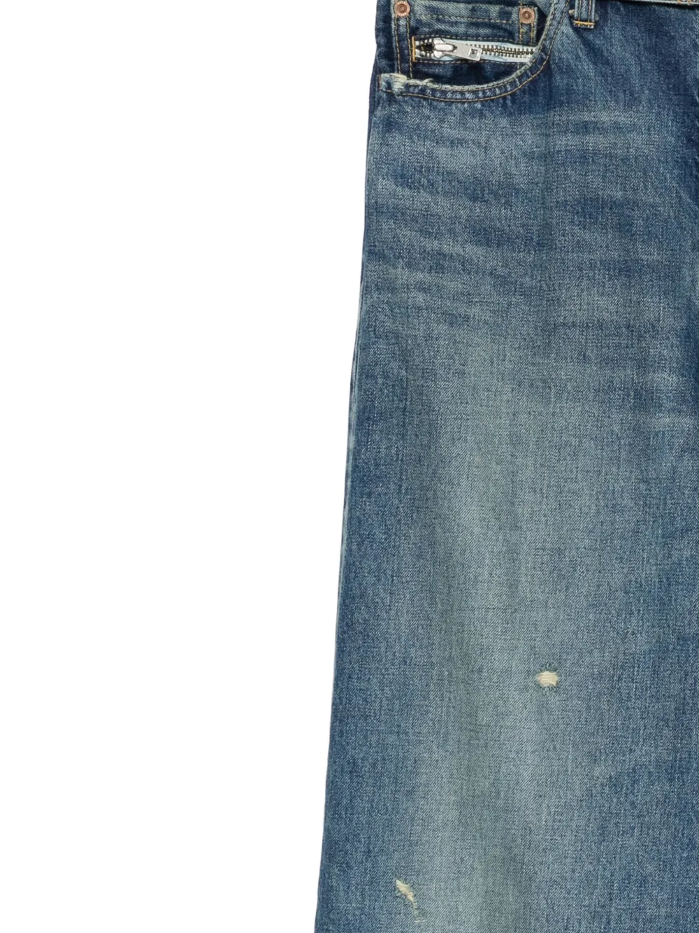 sacai Gerafelde jeans met ritsdetail Blauw
