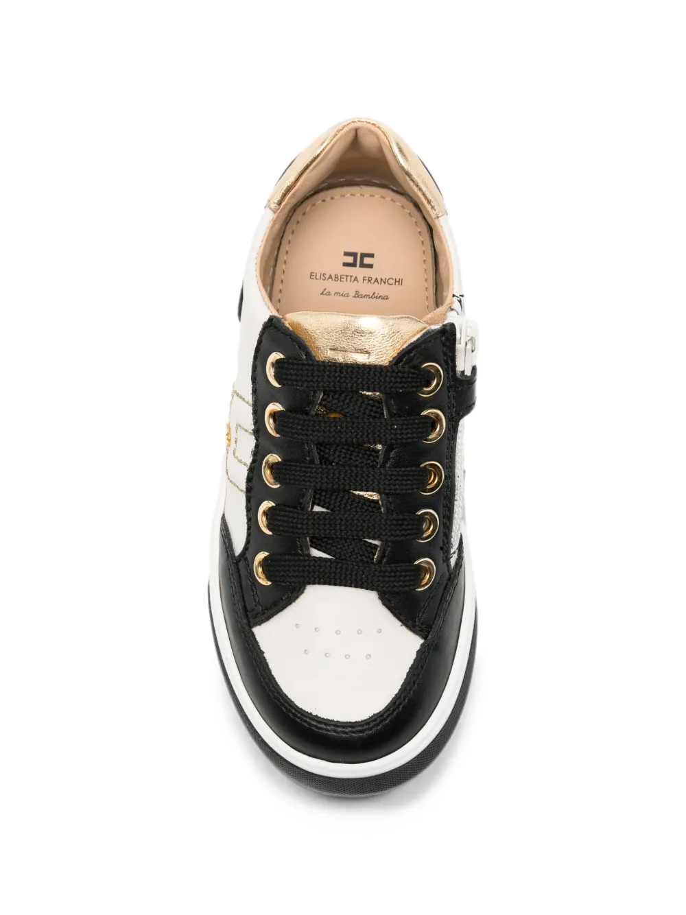 Elisabetta Franchi La Mia Bambina logo-plaque leather sneakers Wit