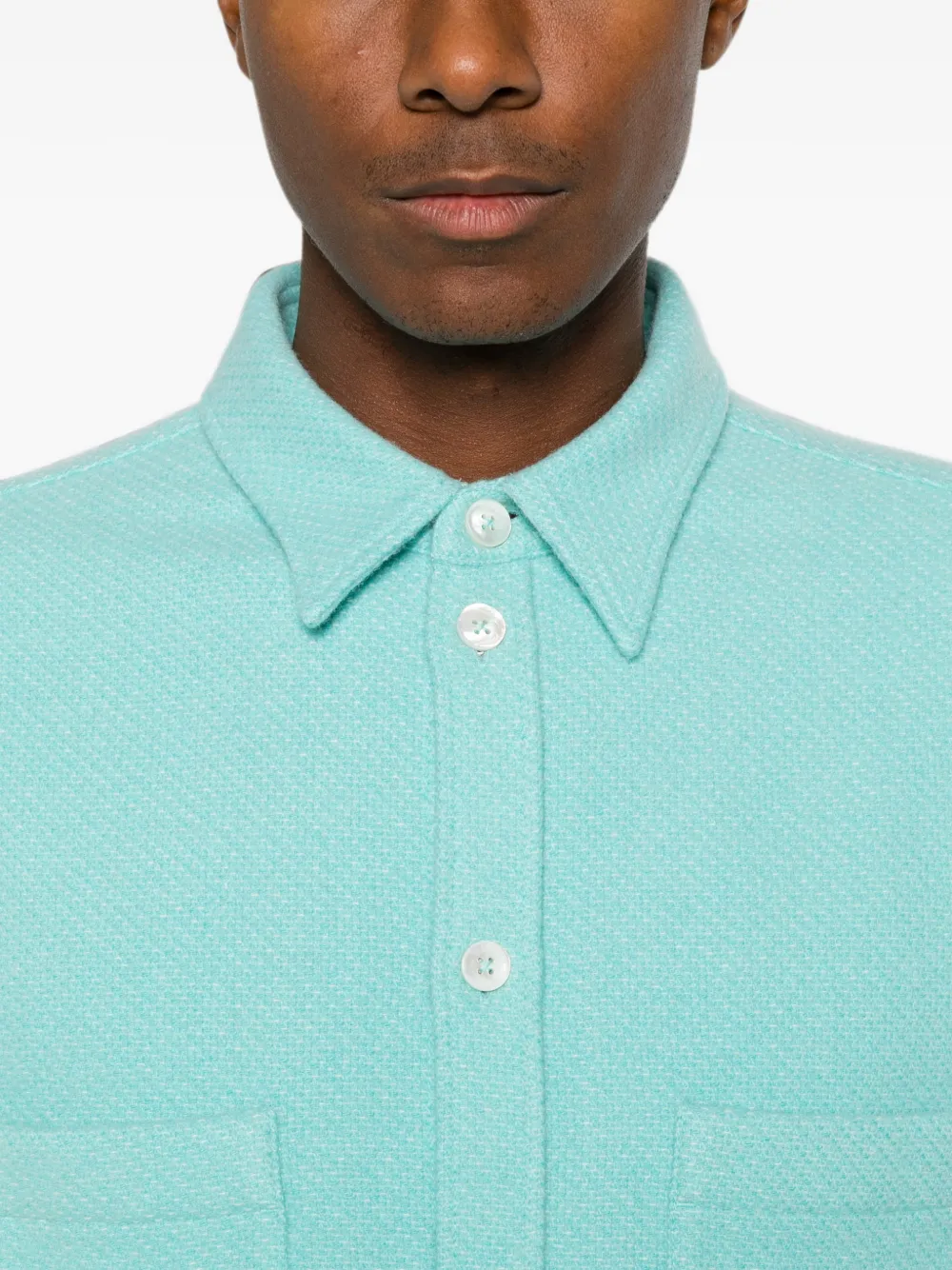 Umit Benan Button-up shirtjack met borstzak Blauw