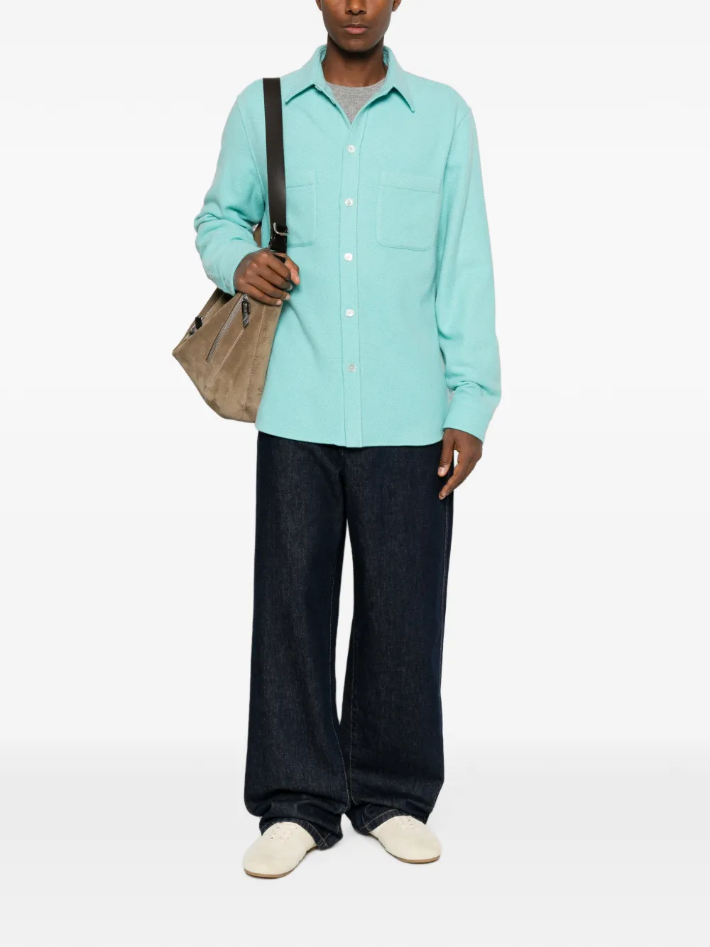 Umit Benan Button-up shirtjack met borstzak Blauw