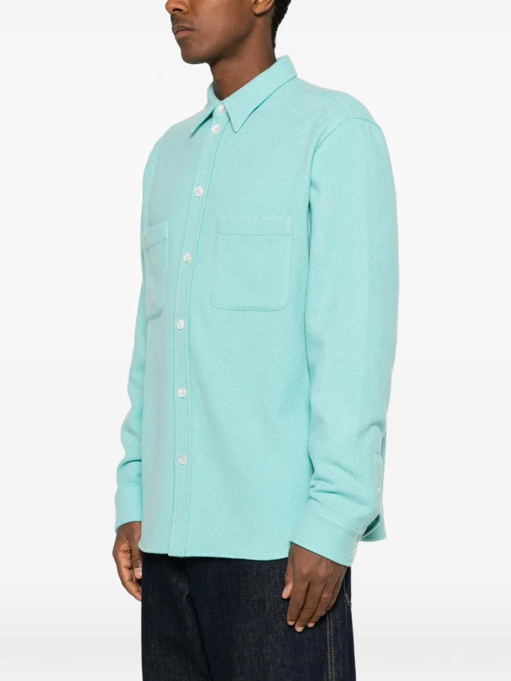 Umit Benan Button-up shirtjack met borstzak Blauw