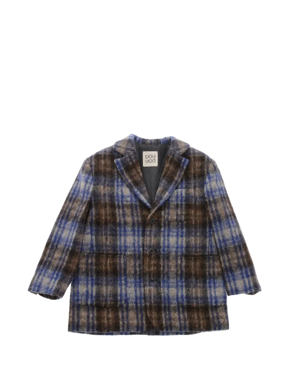 Douuod Kids single-breasted checked coat - Braun
