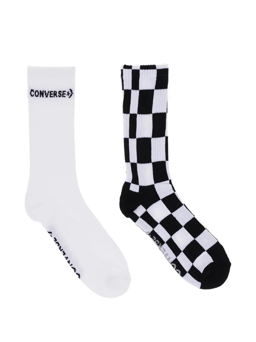Converse 格纹logo针织袜（两双装） | 白色 | Image 1