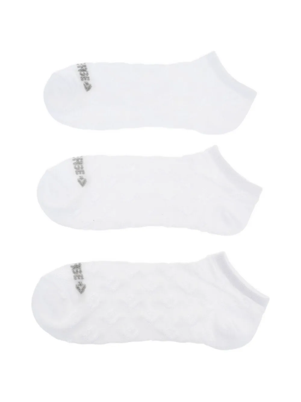 Converse Logo-print No-show Socks (set Of Three) In White