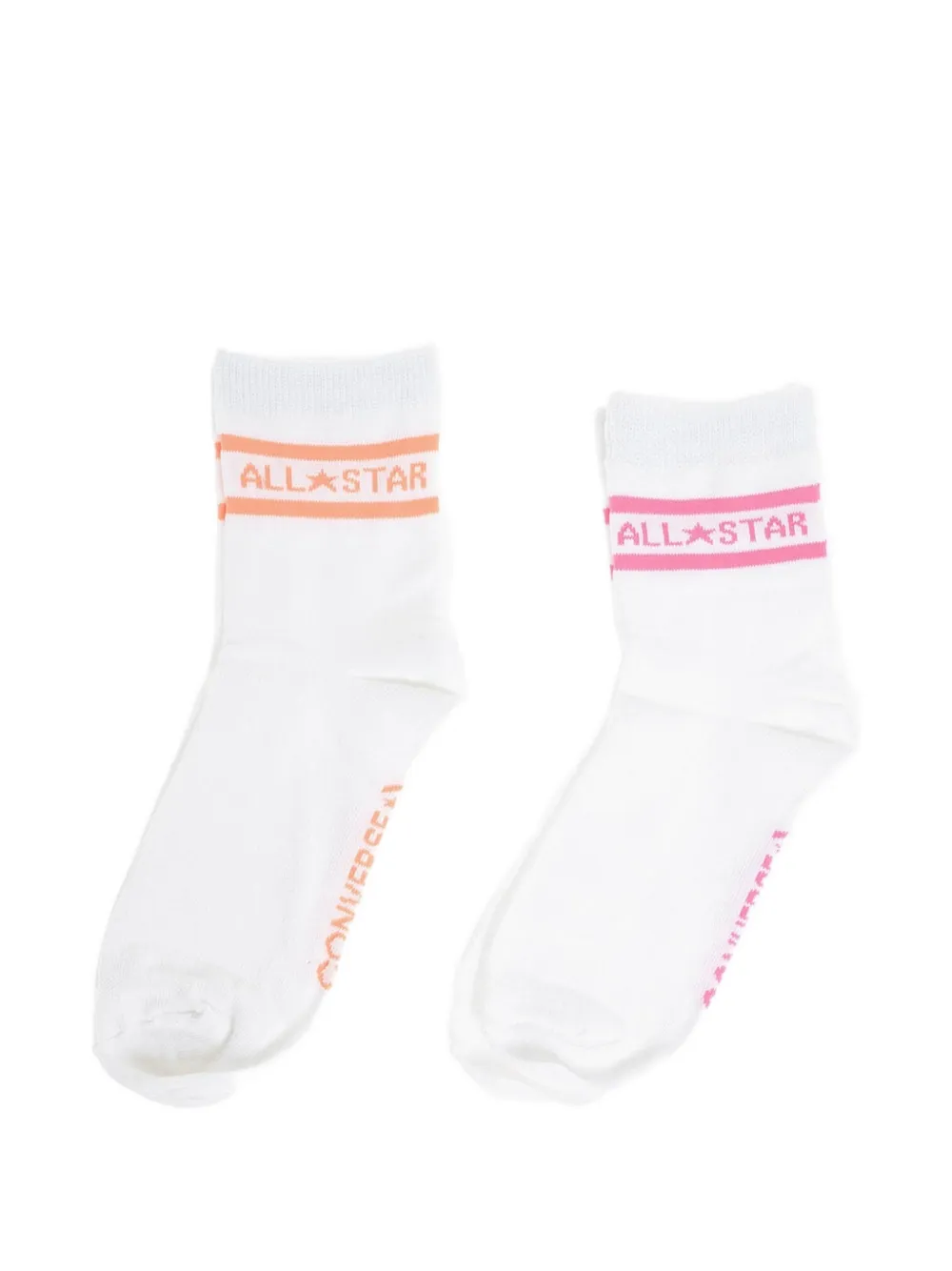 Converse All Star Stripe-detail Socks (set Of Two) In White