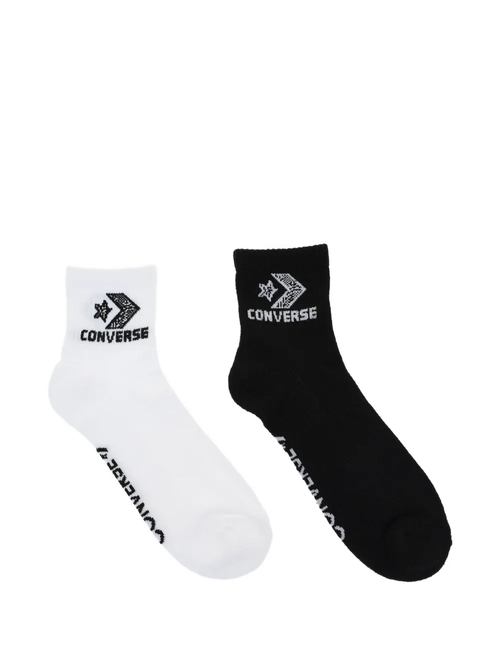 Converse Logo-intarsia Ankle Socks (set Of 2) In White
