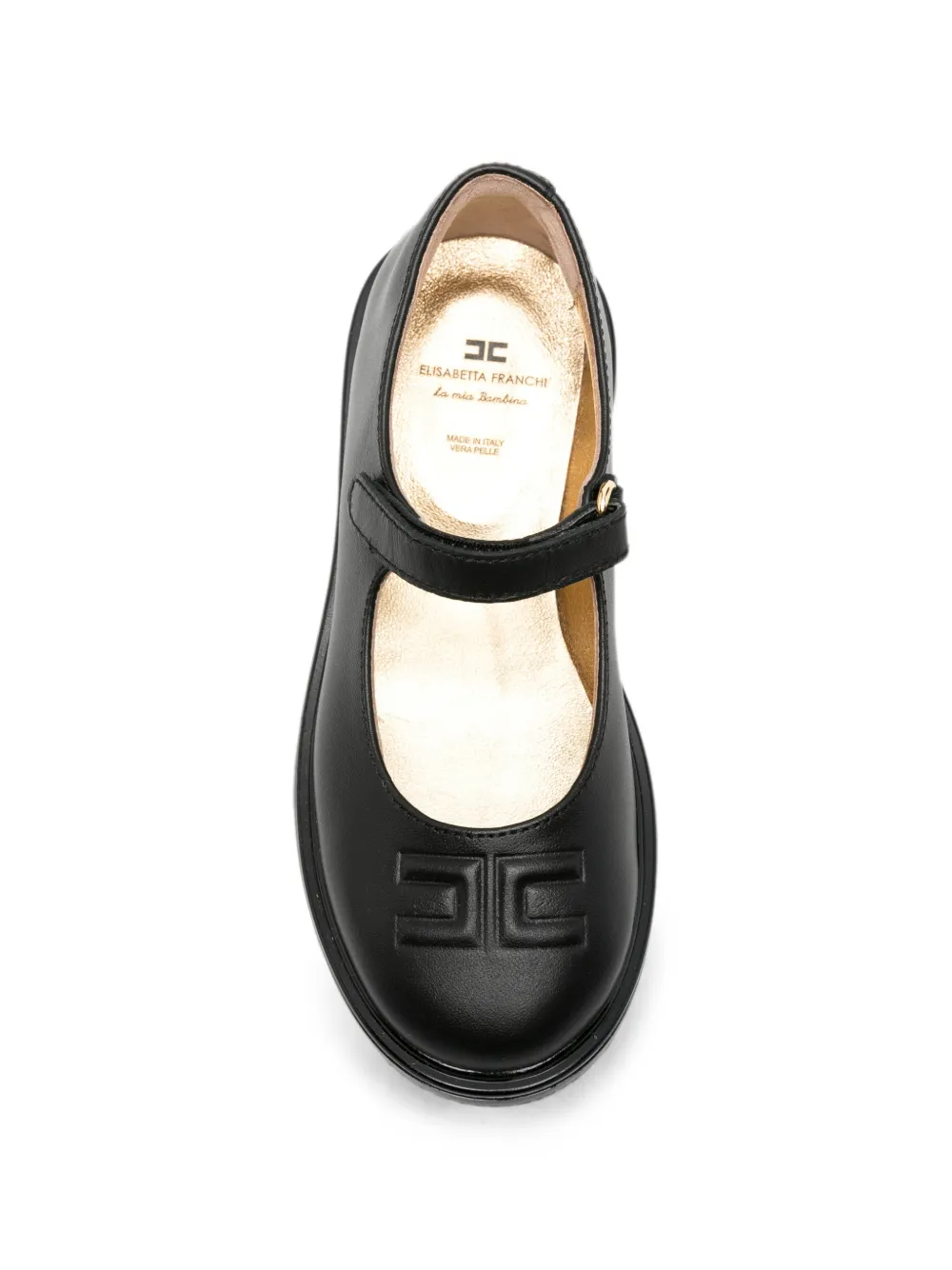 Elisabetta Franchi La Mia Bambina logo-embossed touch-strap ballerinas Zwart