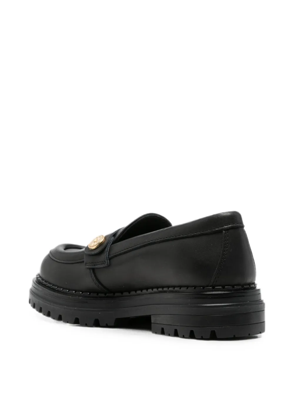 Elisabetta Franchi La Mia Bambina logo-plaque chunky-sole loafers Zwart