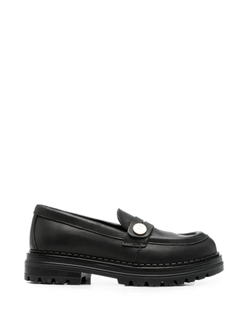 Elisabetta Franchi La Mia Bambina logo-plaque chunky-sole loafers Zwart