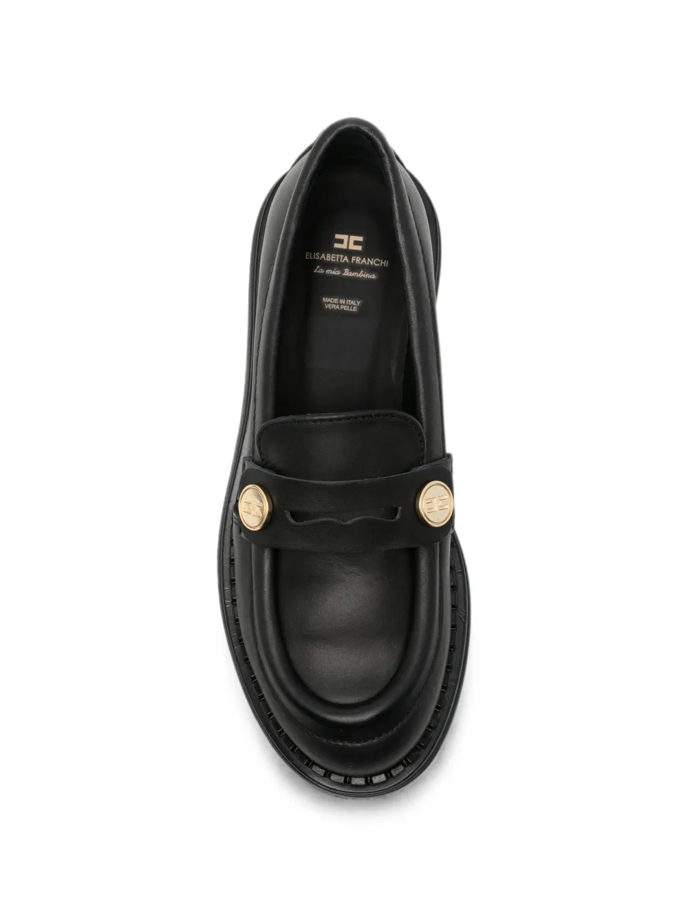 Elisabetta Franchi La Mia Bambina logo-plaque chunky-sole loafers Zwart