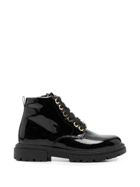 Elisabetta Franchi La Mia Bambina patent-leather lace-up boots