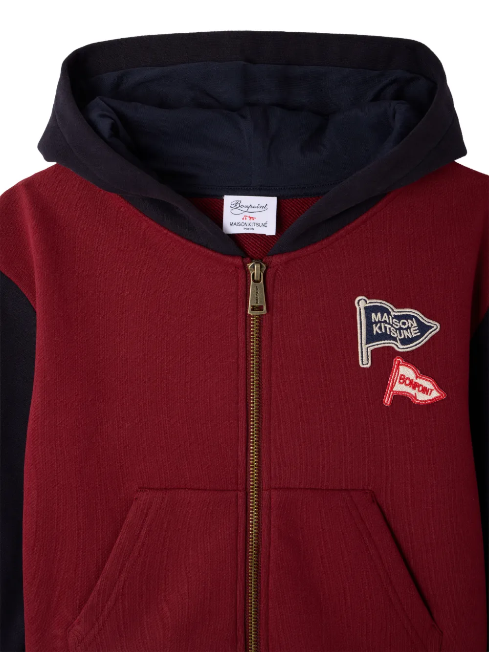 Bonpoint x Maison Kitsuné Matvey hoodie met logopatch en rits Rood