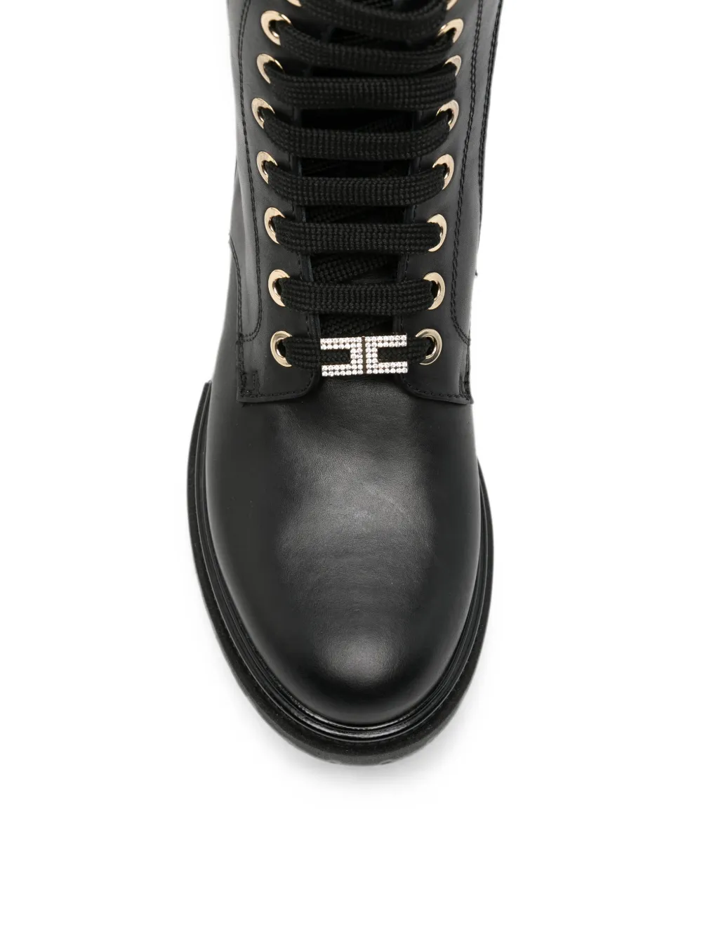 Elisabetta Franchi La Mia Bambina logo-plaque lace-up boots Zwart