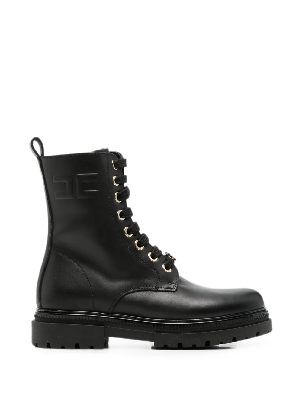 Elisabetta Franchi La Mia Bambina logo-plaque lace-up boots Zwart