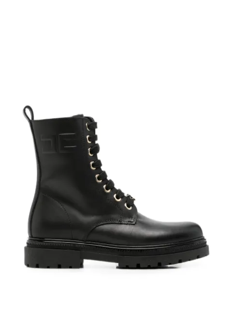 Elisabetta Franchi La Mia Bambina logo-plaque lace-up boots