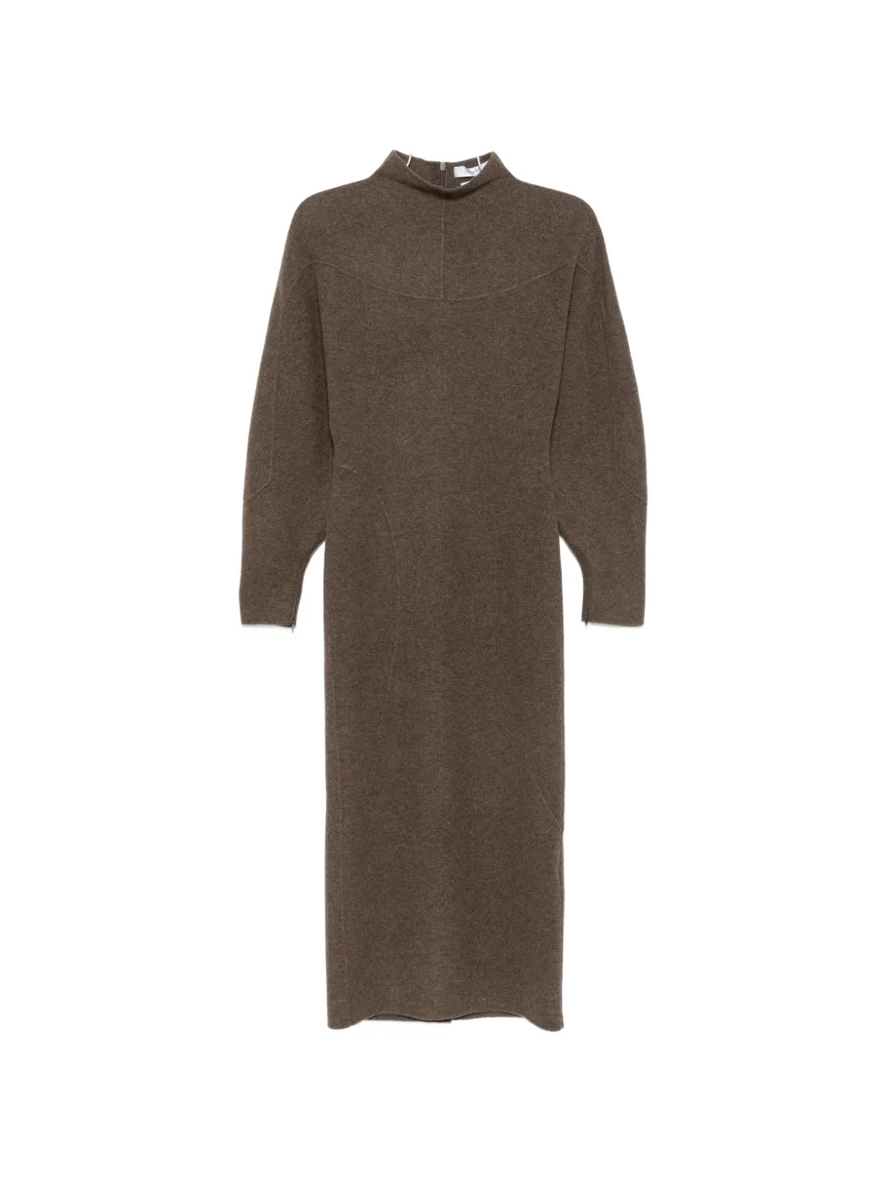 Max Mara Balloon-sleeve Midi Dress In Brown