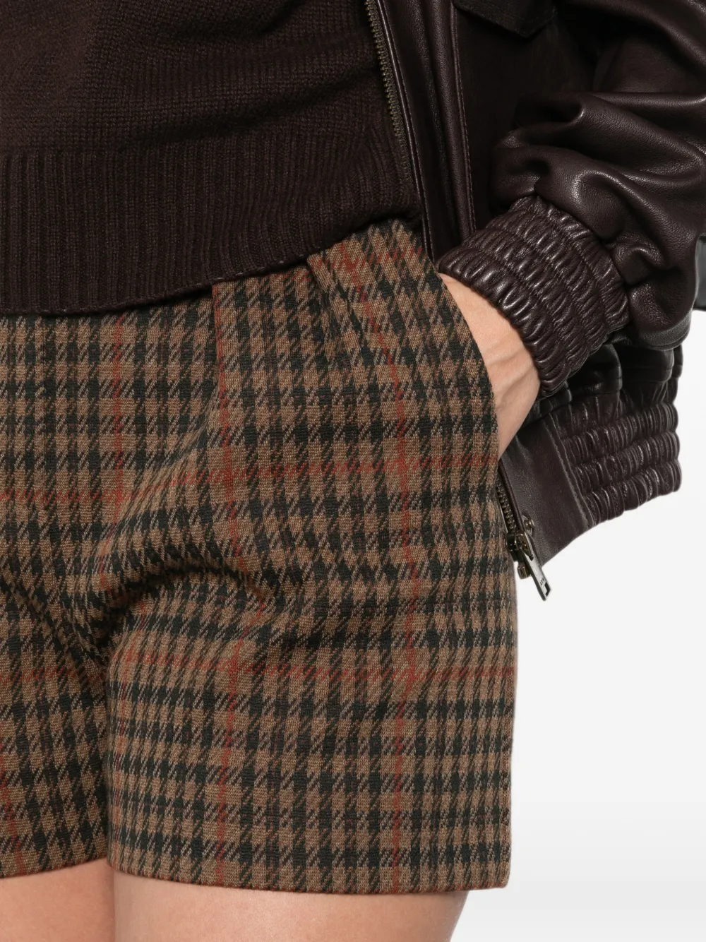 Max Mara Check-pattern Shorts In Brown