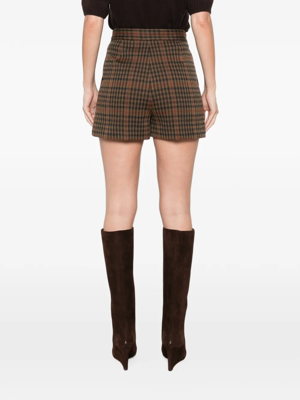 Max Mara Check-pattern Shorts In Brown
