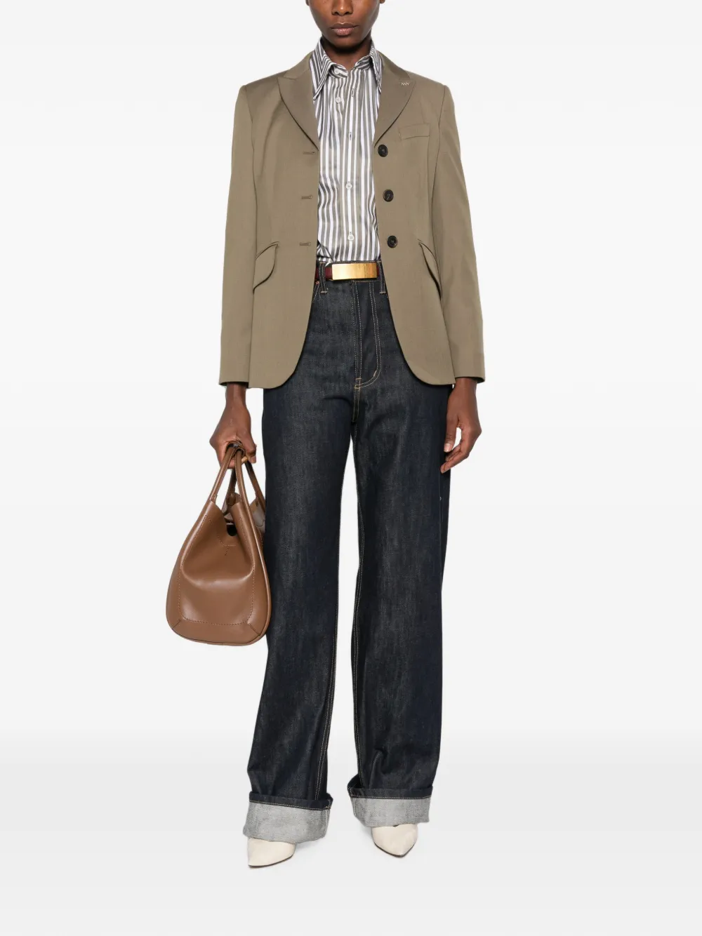 Max Mara Single-breasted Blazer In Green